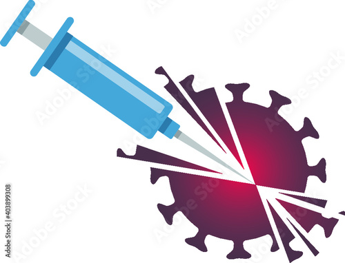 Coronavirus vaccine in a syringe, killing the COVID-19 virus