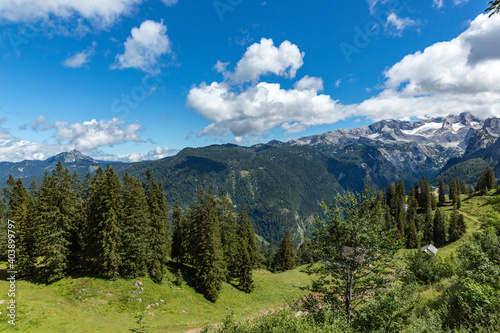 Fototapeta Naklejka Na Ścianę i Meble -  View From The Sonnenalm To The Dachstein Glacier, Upper Austria, Austria, Europe