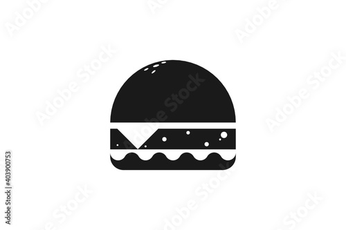 Flat style hamburger silhouette illustration design template isolated in white, suitable for restaurant logo etc