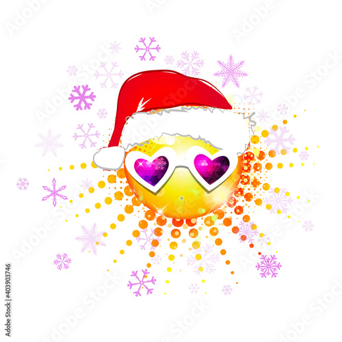 The sun in santa claus hats. Vector illustration