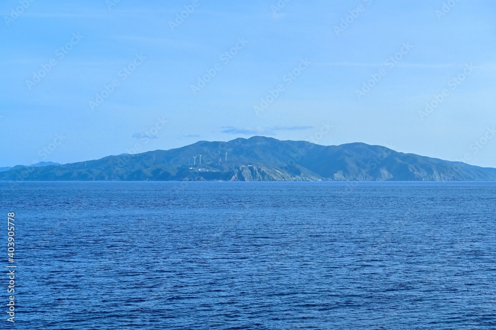 津軽海峡の船上から見た龍飛岬の情景@青森 津軽海峡の船上から見た龍飛岬の情景@青森
