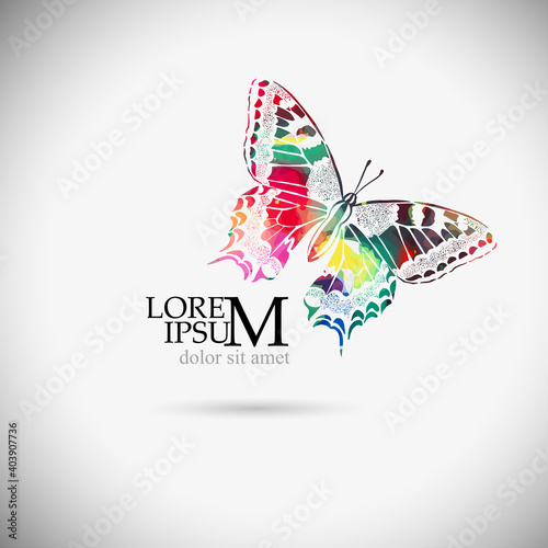The abstract butterfly is multicolored. Vector illustration