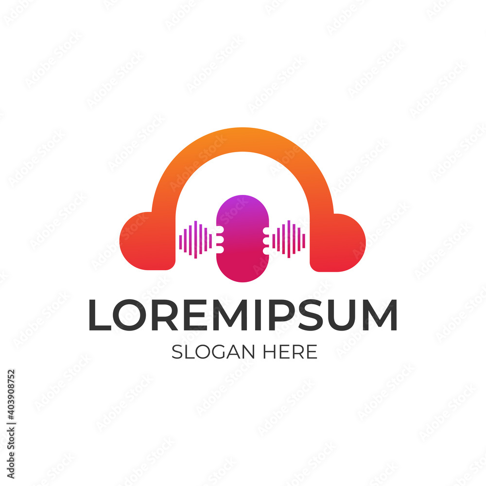 podcast gradient logo design template podcast gradient logo design template