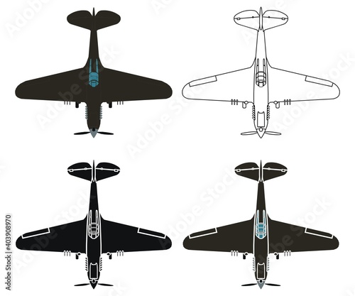 Curtiss P40 in top view photo