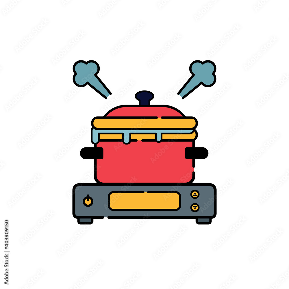 Hotpot isolated icon on white background. Vector illustration in flat cartoon design. 