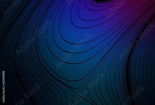 Dark Pink, Blue vector texture with curved lines.