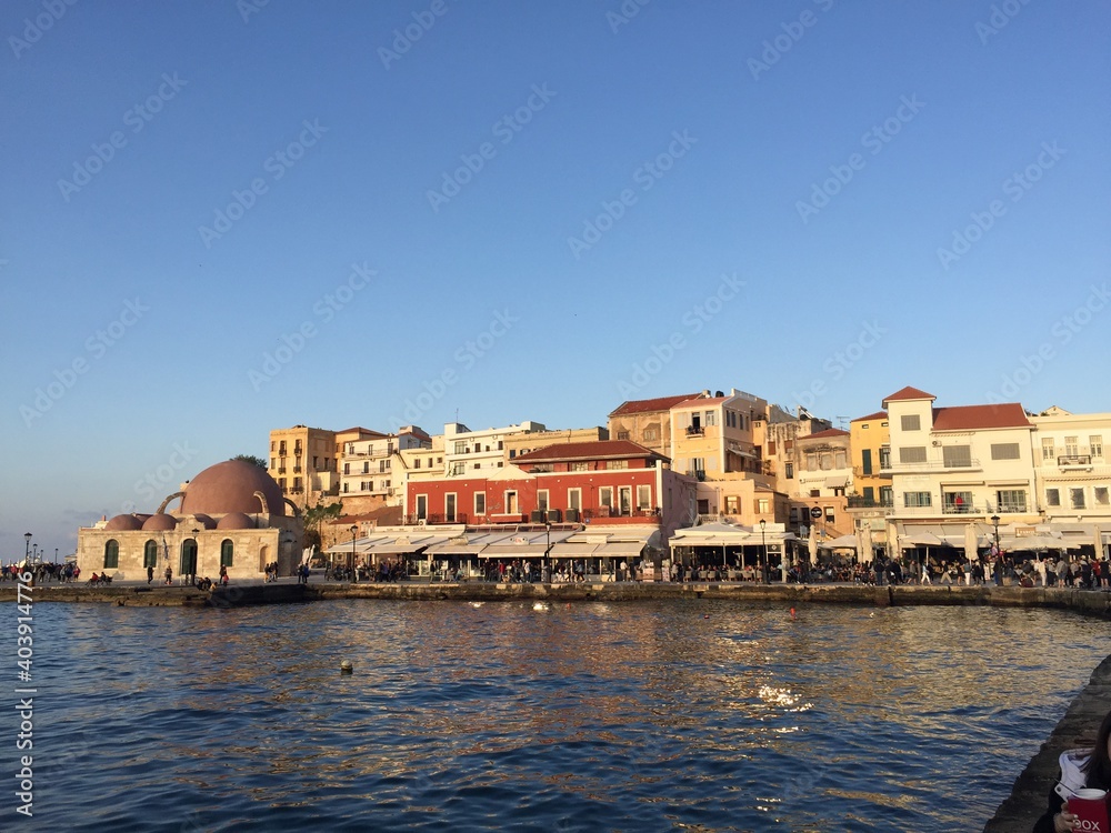 The old Venetian Harbor in Chania Crete,  Greece