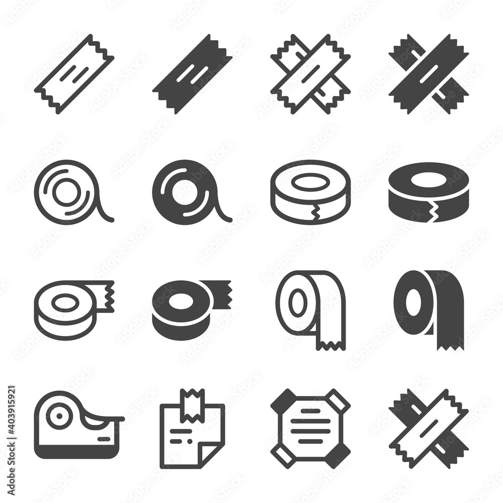 sticky tape and adhesive tape icon set,vector and illustration - obrazy, fototapety, plakaty 