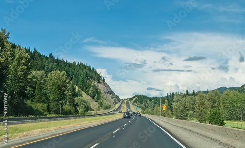 Turn of mountain road in British Columbia.