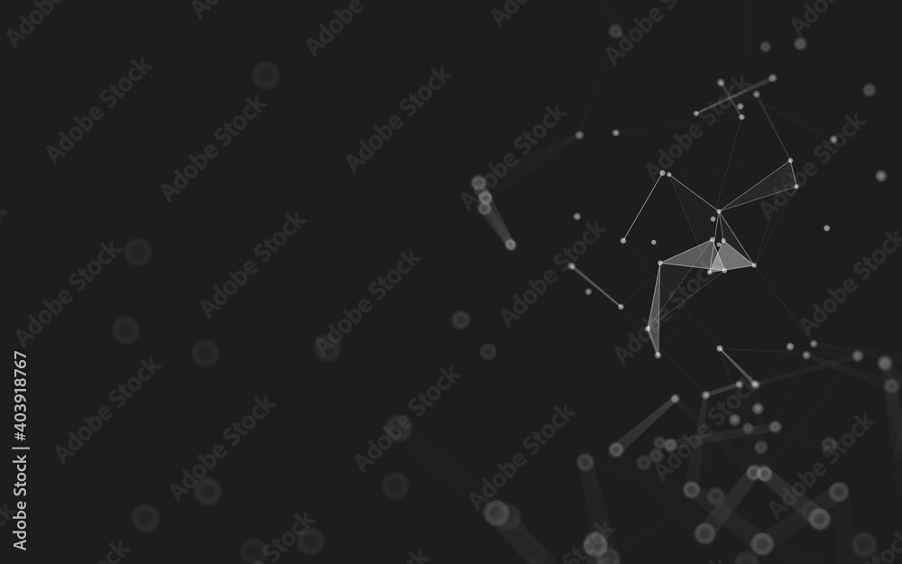 Fototapeta premium Abstract background. Molecules technology with polygonal shapes, connecting dots and lines. Connection structure. Big data visualization.