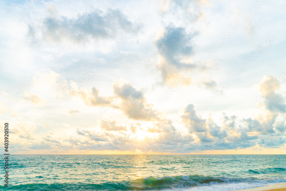 Empty sea beach with sea wave sunset skt cloud