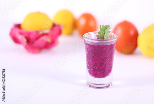 dragon fruits juice or dragon fruits smoothies on a glass