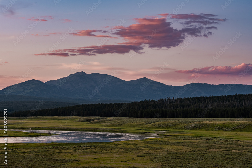 Sunset Over Hayden Valley and Yellowstone River