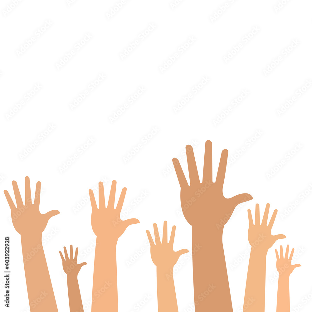 Raised hands volunteering  concept.