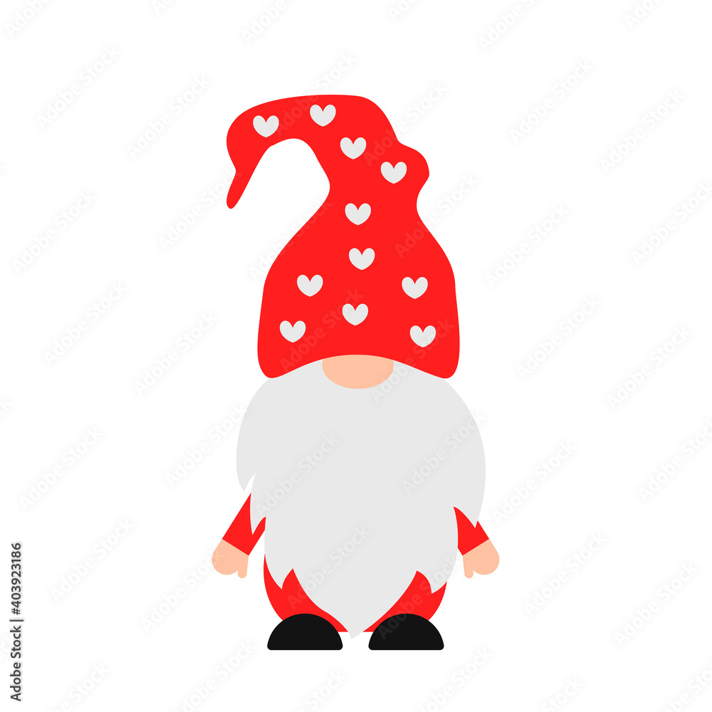 Valentine s Day or Christmas gnome isolated on white . Scandinavian Nordic dwarf. Cute cartoon character. Vector template for banner, poster, greeting card, t shirt, etc Valentine s Day or Christmas gnome isolated on white . Scandinavian Nordic dwarf. Cute cartoon character. Vector template for banner, poster, greeting card, t shirt, etc