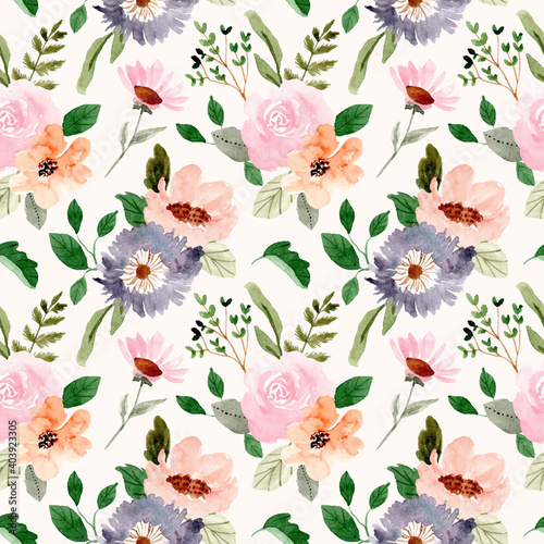 Wallpaper Mural delicate flower garden watercolor seamless pattern Torontodigital.ca