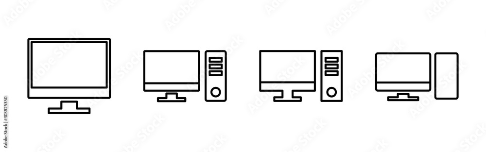 Computer icon vector. computer monitor icon vector. Computer icon vector. computer monitor icon vector.