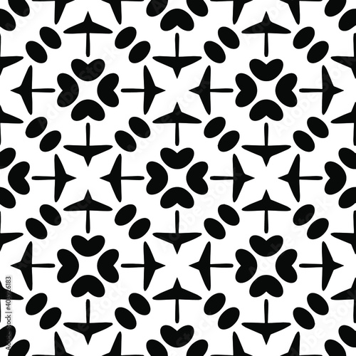  Black and white texture. Abstract seamless geometric pattern. 