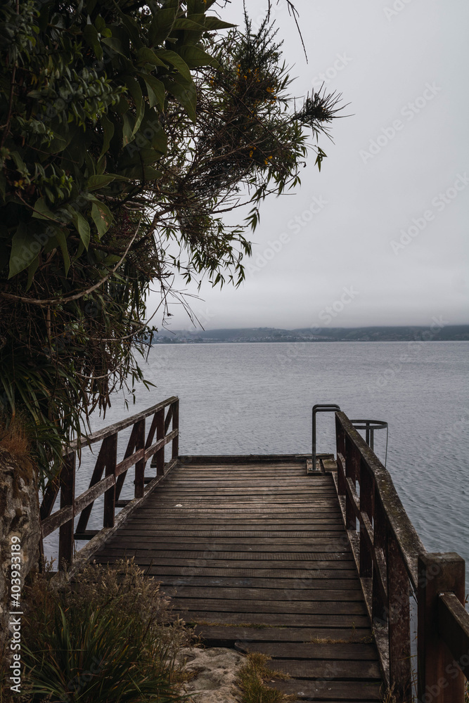 wooden pier on a cloudy day