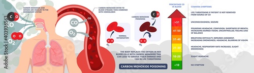 CO level chest pain loss of consciousness gas death cherry red skin cyanide toxicity motor car fuel  methylene chloride blood prevent alarm oxygen toxic harmful danger device detect safety silent leak