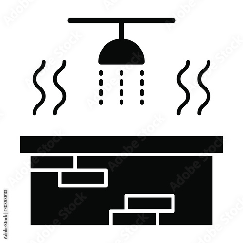 bathtub icon, house interior kitchen utensil vector