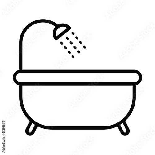 bathtub icon, house interior kitchen utensil vector