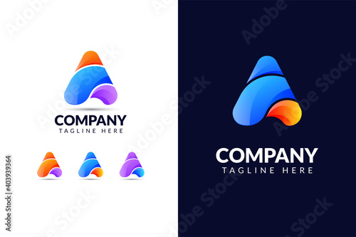 Letter A logo design template with triangle shape
