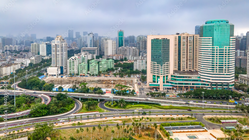 Aerial photography of the architectural scenery of Haikou, China