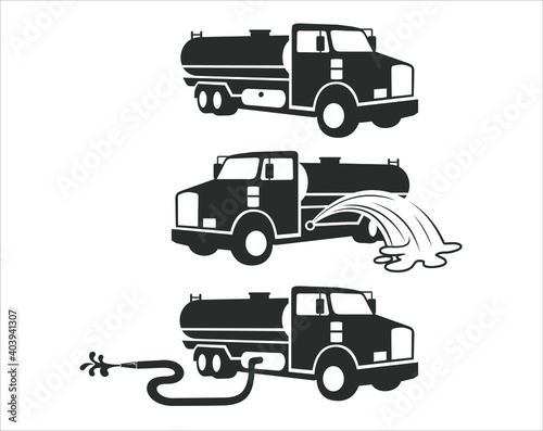 water tanker truck, vector art.