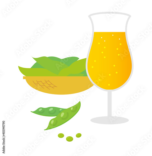 グラスビールとえだまめ
