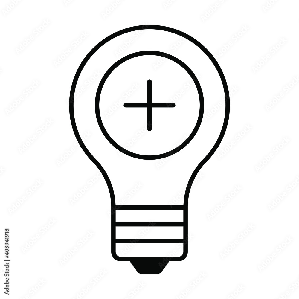 light bulb icon with plus mark, idea symbol vector light bulb icon with plus mark, idea symbol vector