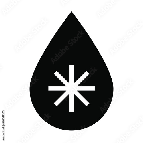 christmas snowflake icon, waterdrop with icy crystal vector