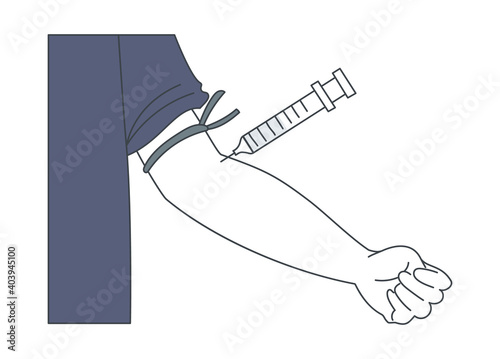 注射器を腕に指すイラスト
