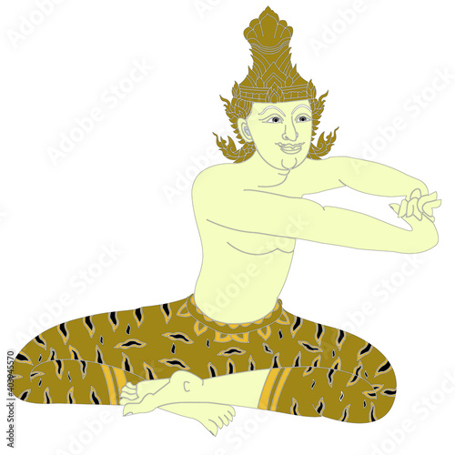 Hermit Datton or Thai Hermit exercise for
relief of bodily discomfort. with a vector illustration.