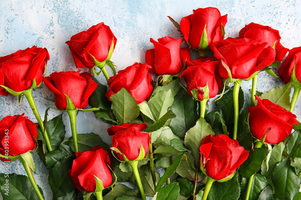 Bouquet of beautiful red roses on color background Bouquet of beautiful red roses on color background