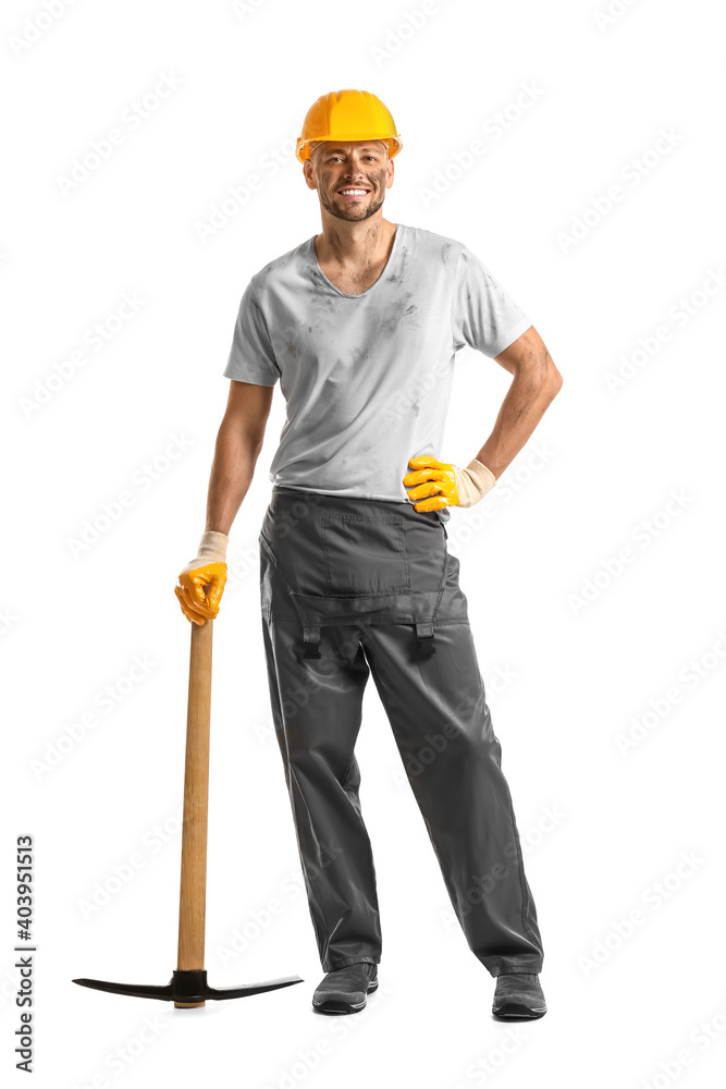 Miner man on white background Miner man on white background