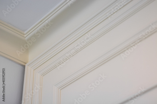 close up of white wood wall