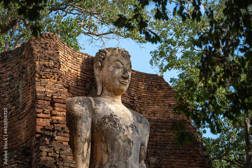 Buddha Image in Wat Phra Si lriyabot at Kamphaeng Phet Historical Park, Kamphaeng Phet Province, Thailand. This is public property, no restrict in copy or use