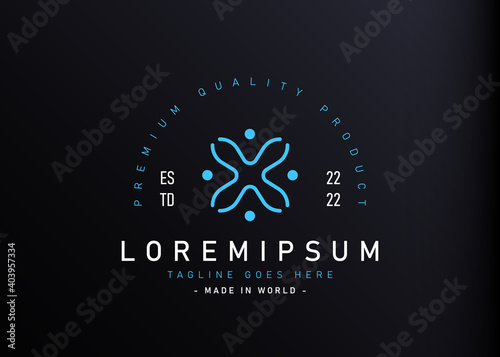 Social relationship logo design. Vector illustration of human social relationship initial letter X. Vintage logo design vector line icon template