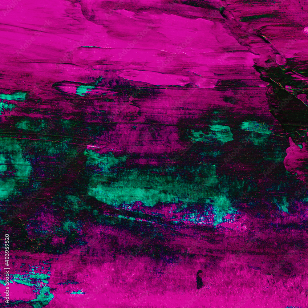 magenta pink and teal green blue wild neon grunge paint brushstrokes texture abstract background