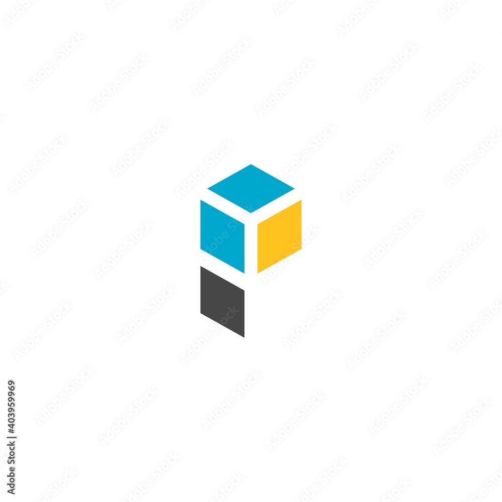 A modern and sophisticated cube logo design with the letter P initials A modern and sophisticated cube logo design with the letter P initials