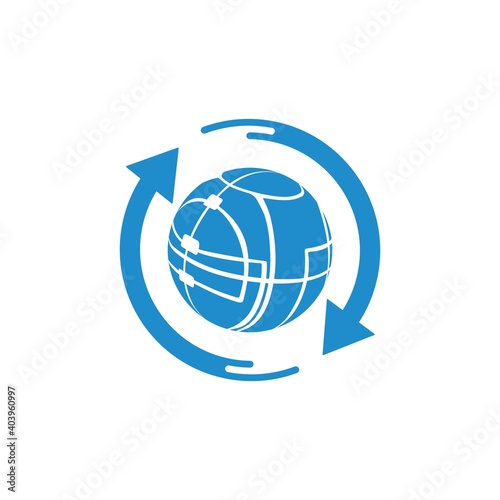 Global structures and refresh arrows. Reorganization and adaptation to new conditions. Vector icon isolated on white background.