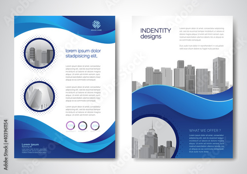 Template vector design for Brochure, AnnualReport, Magazine, Poster, Corporate Presentation, Portfolio, Flyer, infographic, layout modern with blue color size A4, Front and back, Easy to use and edit.