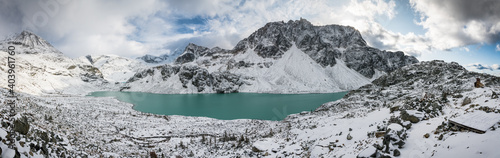 Wedgemount lake in winter, garibaldi provintial park, canada