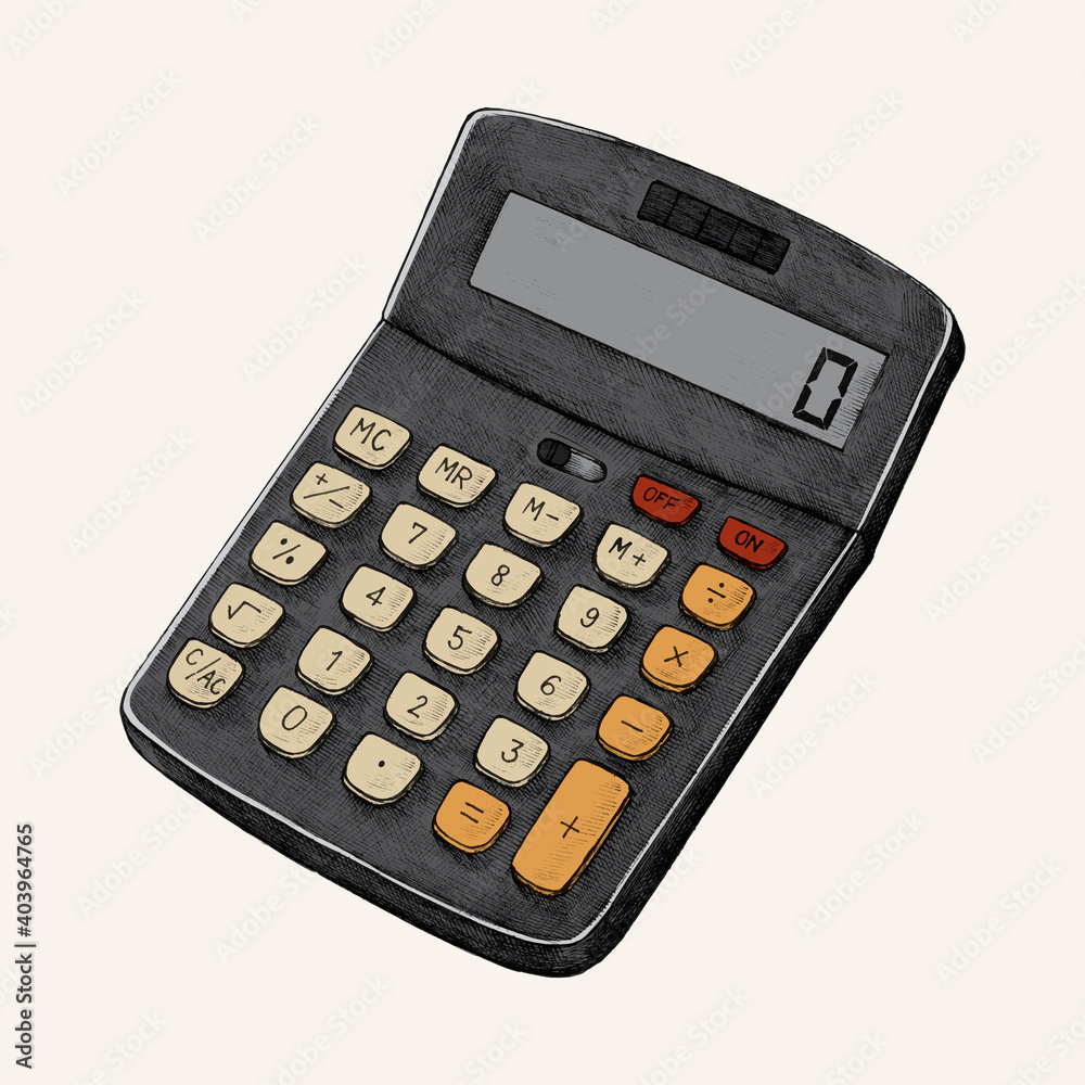 Hand-drawn digital calculator illustration Hand-drawn digital calculator illustration