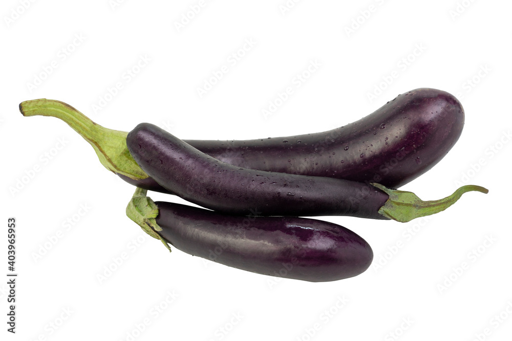 Eggplant or aubergine isolated on white background with clipping path and full depth of field