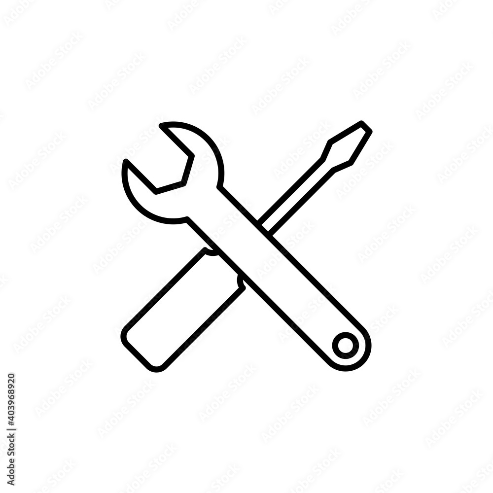 Repair tools icon vector. tool icon vector. setting icon vector. Wrench and screwdriver. support, Service Repair tools icon vector. tool icon vector. setting icon vector. Wrench and screwdriver. support, Service