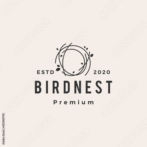 bird nest hipster vintage logo vector icon illustration