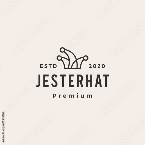 jester hat hipster vintage logo vector icon illustration