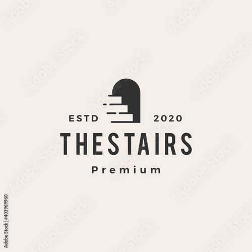 stair arch niche hipster vintage logo vector icon illustration